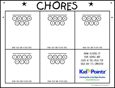 Chore Chart for Children  - Create Your Own